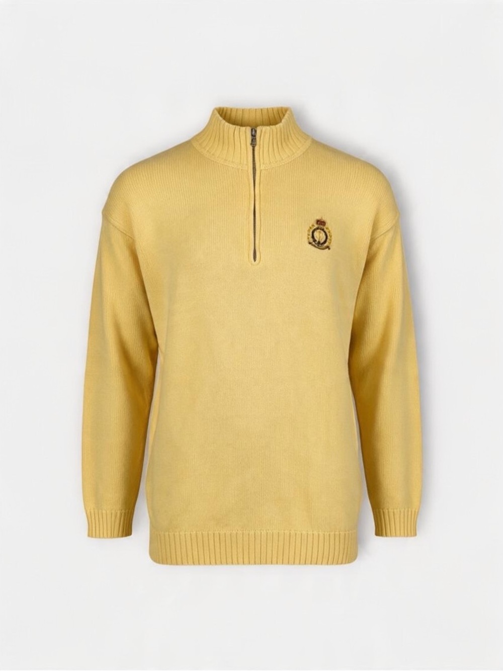 Ralph Lauren Yellow Crested Quarter-Zip Sweater